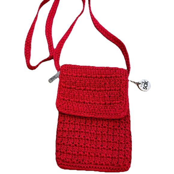 The Sak Crochet Mini RED Crossbody Shoulder Purse Bag 7" × 5.5" Boho Festival - Picture 1 of 8